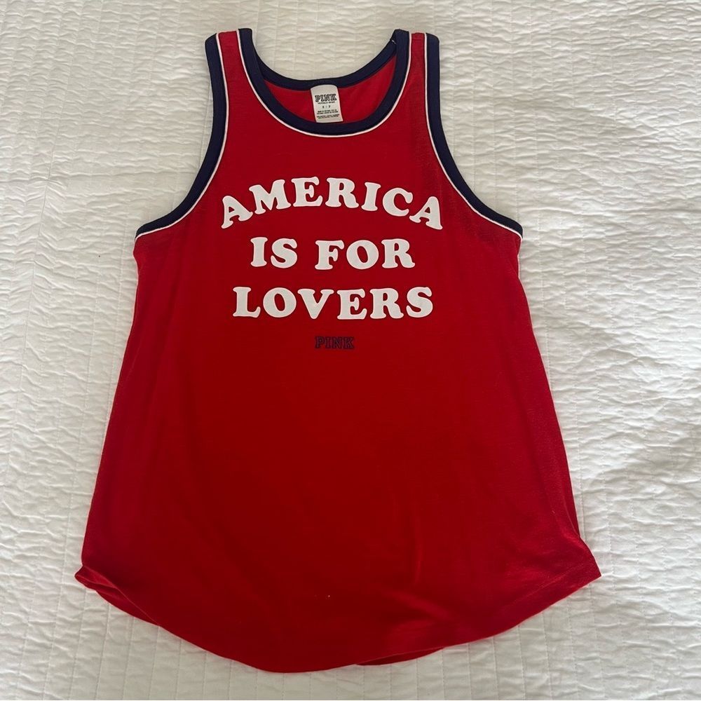 Victoria’s Secret PINK - Red America is For Lovers Racerback Tank - Size S